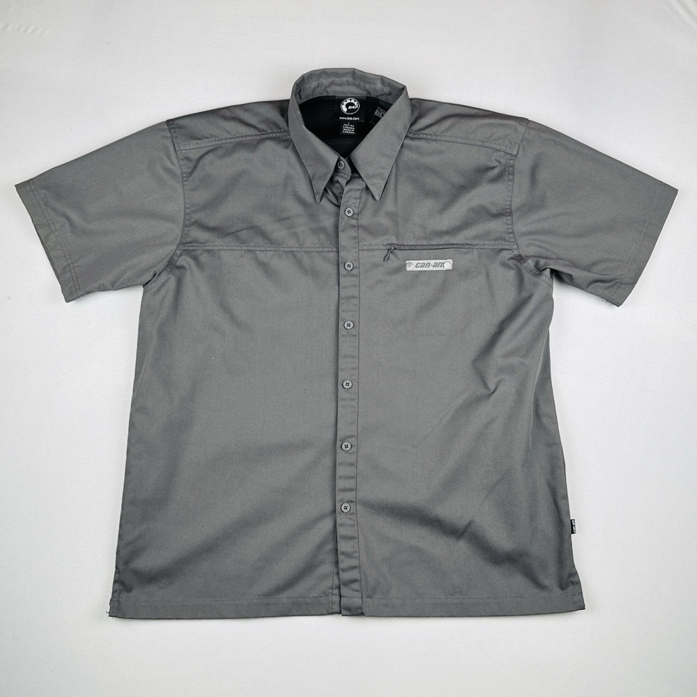 Can-Am BRP Button Up Work Shirt Gray Utility ATV UTV Riding Adult L